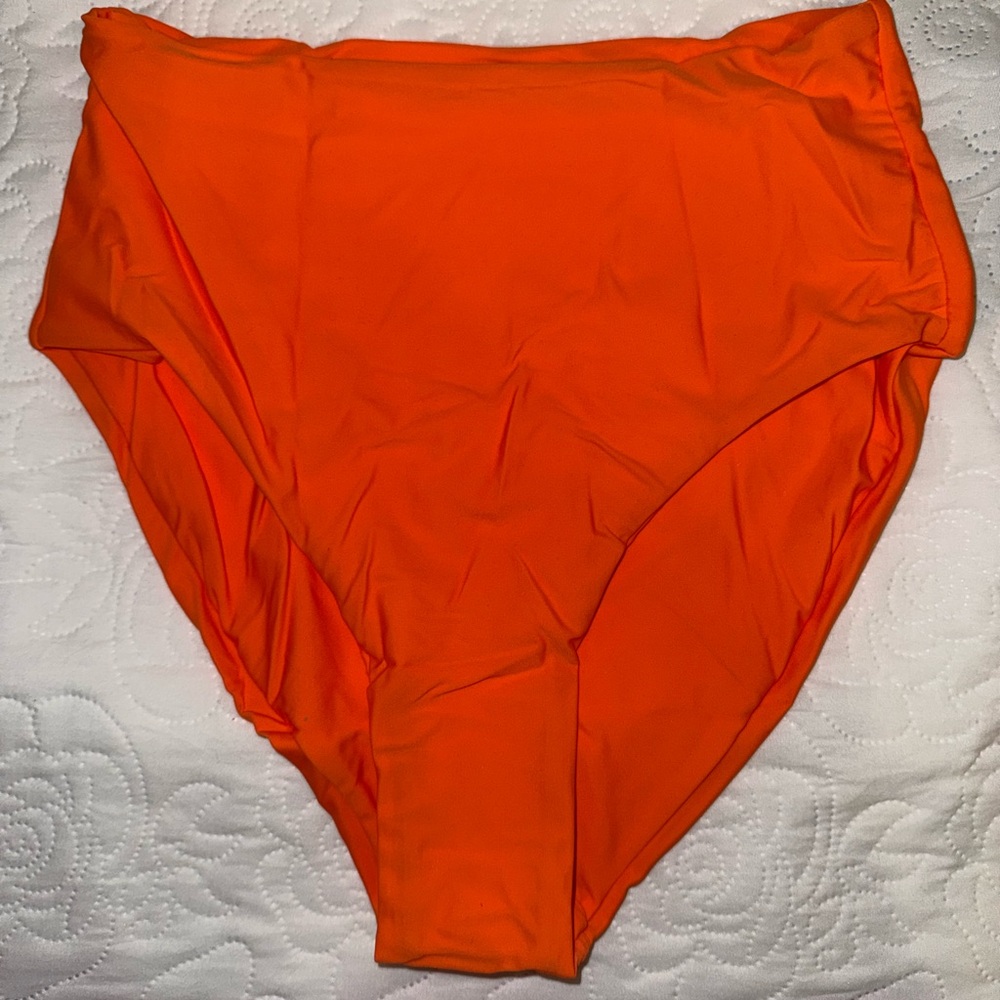 Blooming Jelly - Pink & White Tie-Front Bikini Top with Orange High-Waist Bottom - Picture 7 of 8